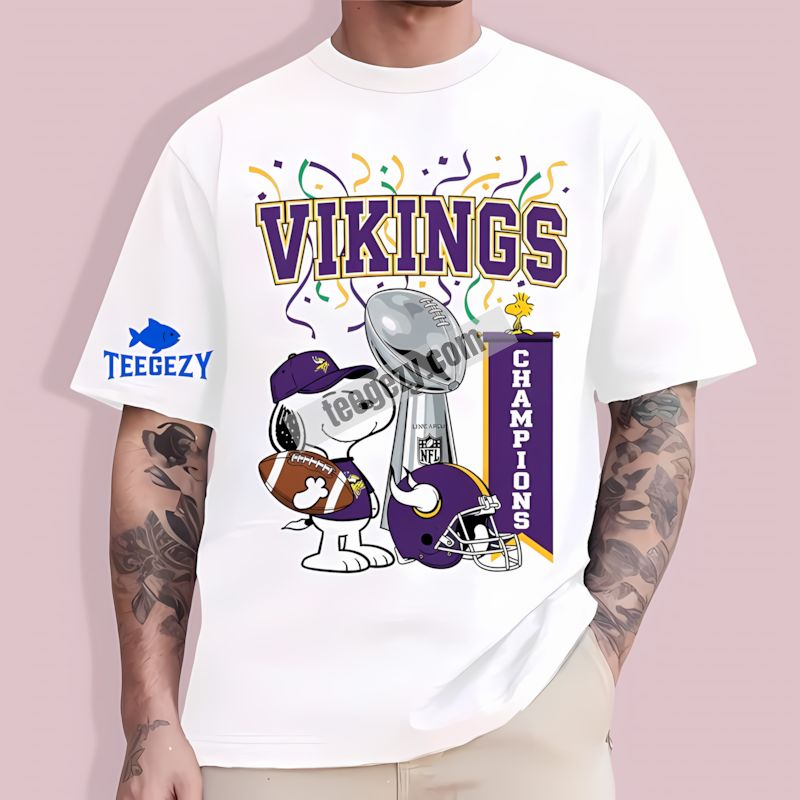 Snoopy Celebration Minnesota Vikings Champions T-Shirt Snoopy Celebration Minnesota Vikings Champions T-Shirt