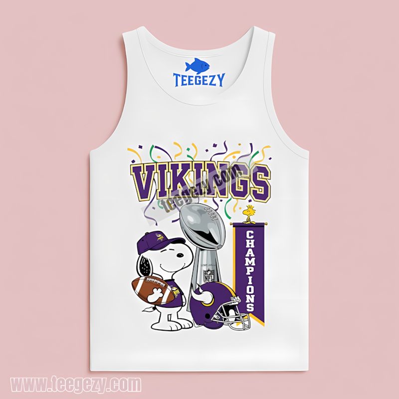 Snoopy Celebration Minnesota Vikings Champions Tanktop Snoopy Celebration Minnesota Vikings Champions Tanktop