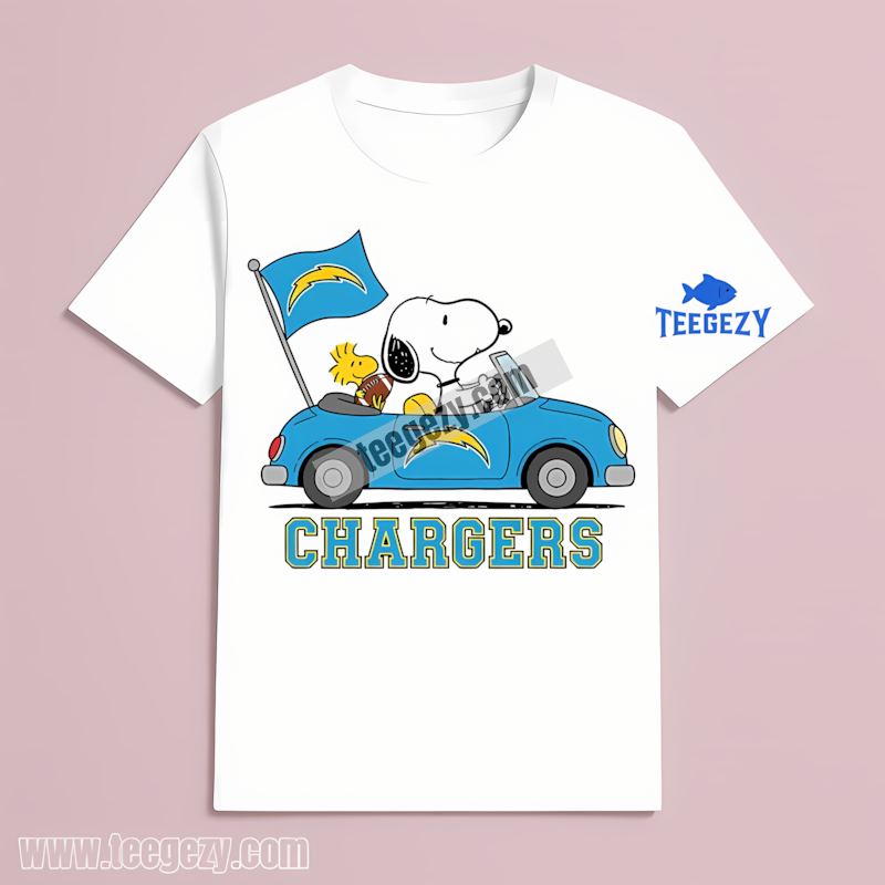 Snoopy Driving Car Los Angeles Chargers Cotton Shirt