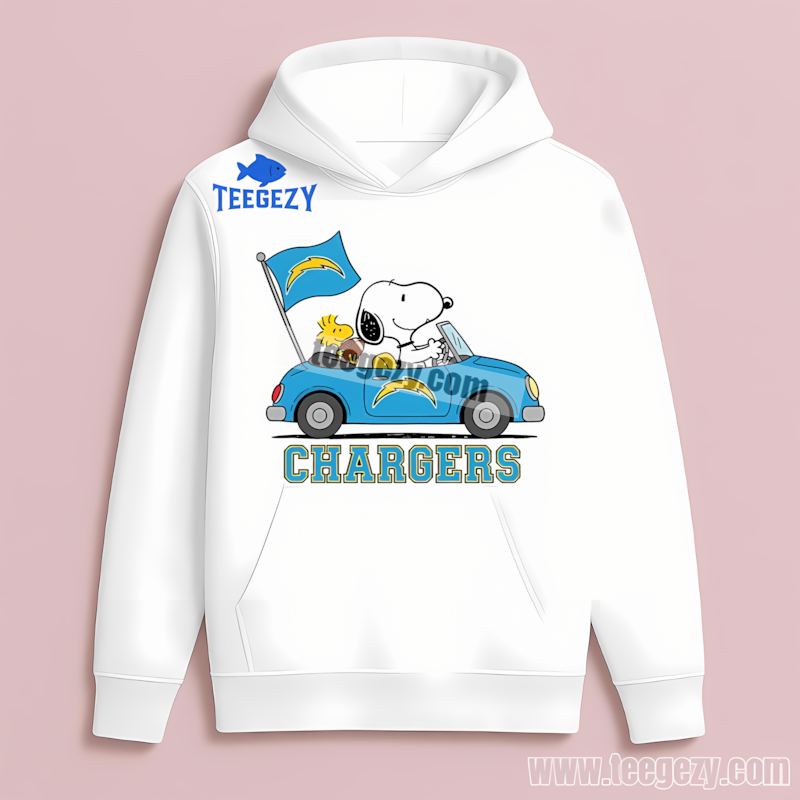 Snoopy Driving Car Los Angeles Chargers Cotton Hoodie Snoopy Driving Car Los Angeles Chargers Cotton Hoodie