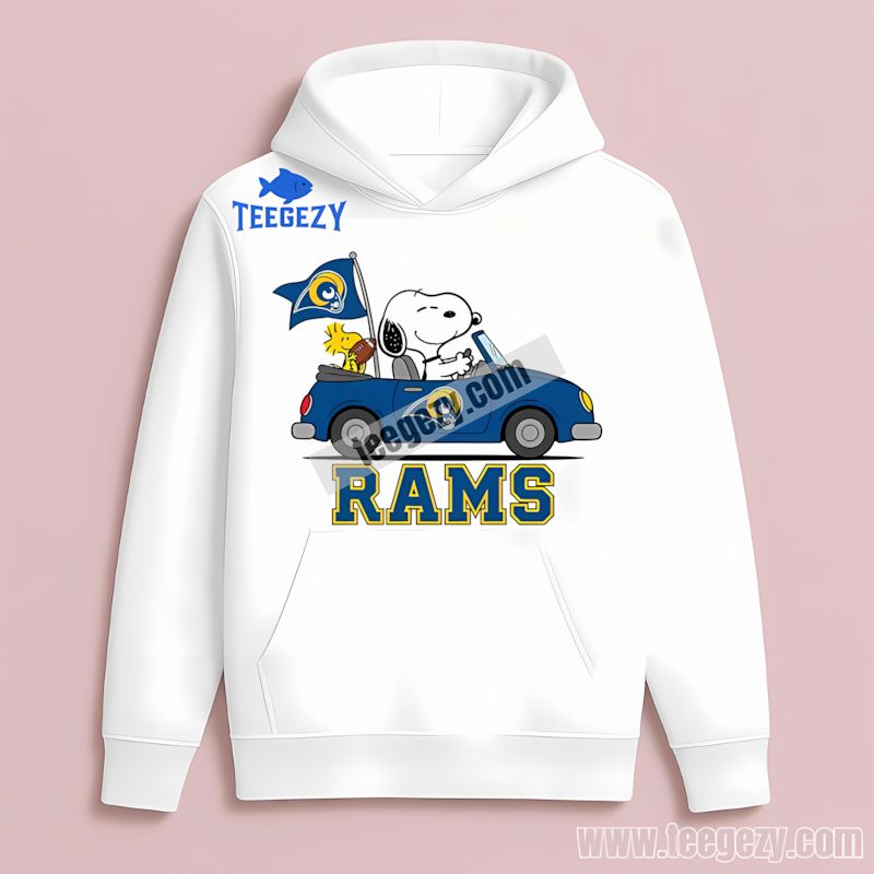 Snoopy Driving Car Retro Los Angeles Rams Hoodie Snoopy Driving Car Retro Los Angeles Rams Hoodie