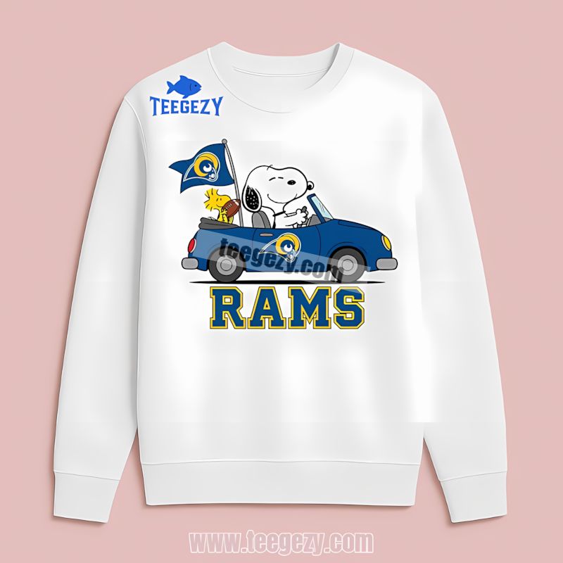 Snoopy Driving Car Retro Los Angeles Rams Long Sleeve Snoopy Driving Car Retro Los Angeles Rams Long Sleeve