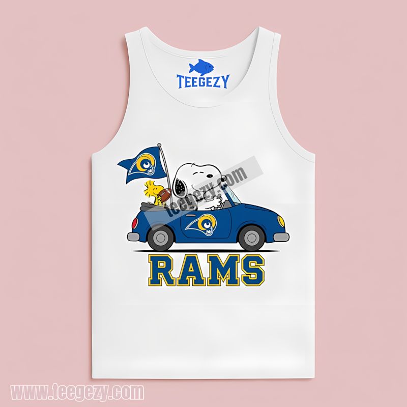 Snoopy Driving Car Retro Los Angeles Rams Tanktop Snoopy Driving Car Retro Los Angeles Rams Tanktop