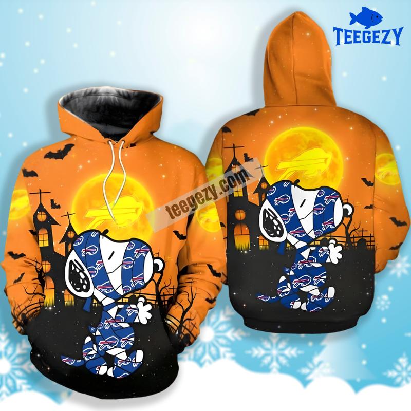 Snoopy Halloween Orange Black Buffalo Bills 3D Art Hoodie Snoopy Halloween Orange Black Buffalo Bills 3D Art Hoodie