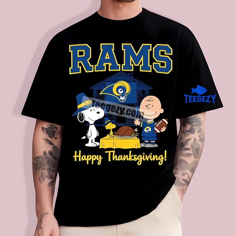 Snoopy Thanksgiving Graphic Los Angeles Rams T-Shirt Snoopy Thanksgiving Graphic Los Angeles Rams T-Shirt