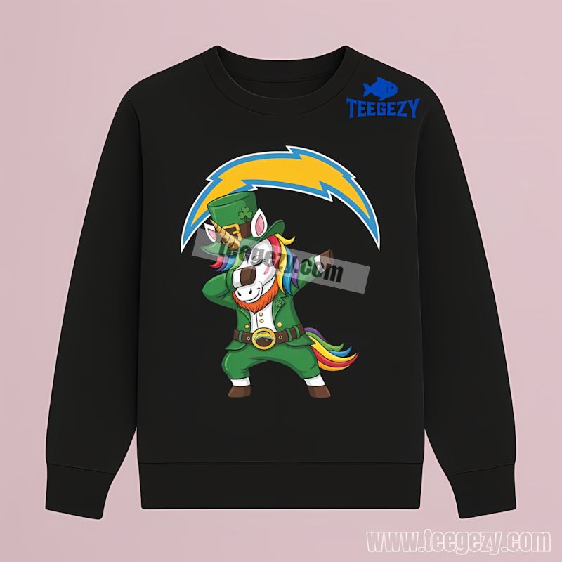 St Patricks Day Vs Dabbing Unicorn Los Angeles Chargers Adults Long Sleeve St Patricks Day Vs Dabbing Unicorn Los Angeles Chargers Adults Long Sleeve
