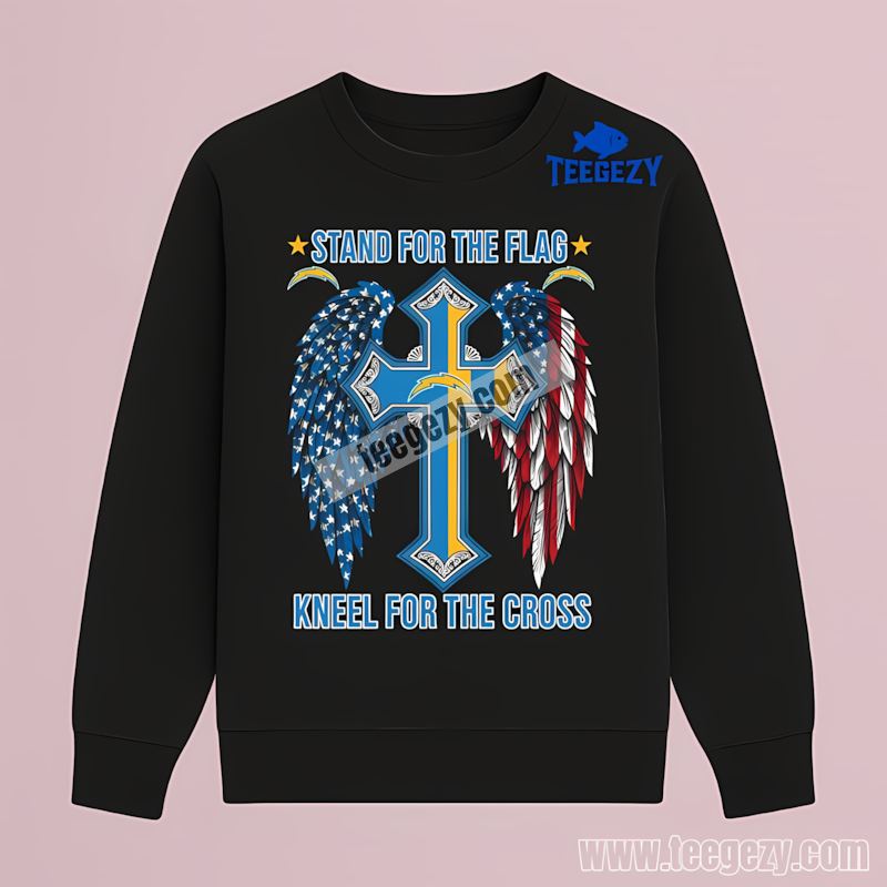 Stand For The Flag Kneel For The Cross Los Angeles Chargers Graphic Long Sleeve Stand For The Flag Kneel For The Cross Los Angeles Chargers Graphic Long Sleeve