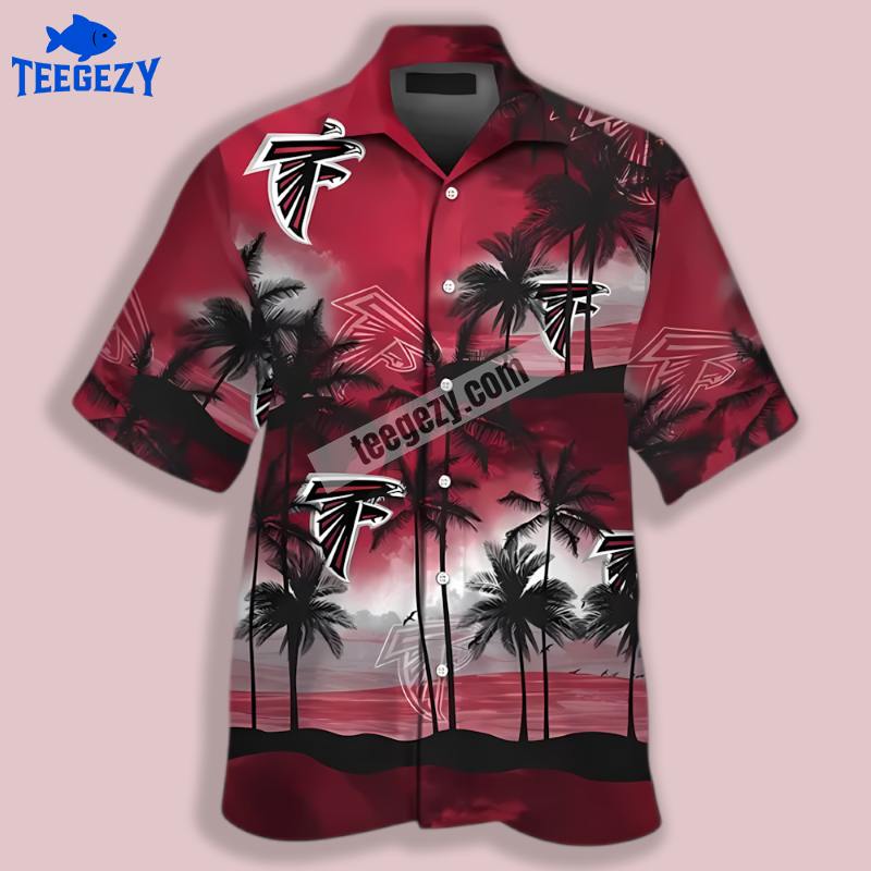 Summer Beach Red Atlanta Falcons Hawaiian Button Down Summer Beach Red Atlanta Falcons Hawaiian Button Down