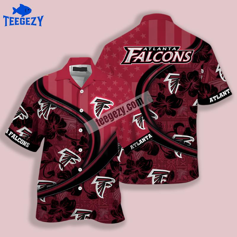 Summer Hibiscus Red Black Atlanta Falcons Hawaiian Shirt Style Summer Hibiscus Red Black Atlanta Falcons Hawaiian Shirt Style