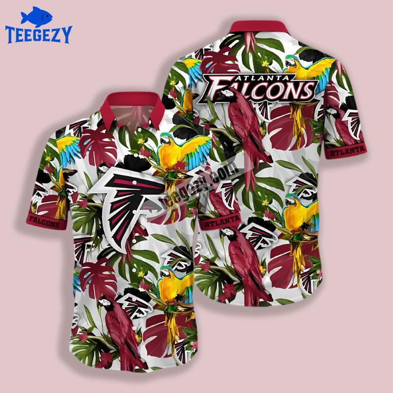 Summer Parrot White Red Atlanta Falcons Classic Hawaiian Shirt Summer Parrot White Red Atlanta Falcons Classic Hawaiian Shirt