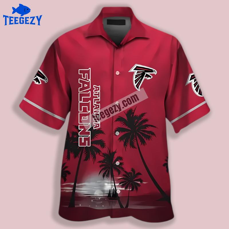 Sunset Coconut Tree Red Atlanta Falcons Funny Hawaiian Shirt Sunset Coconut Tree Red Atlanta Falcons Funny Hawaiian Shirt