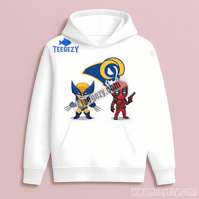 Superhero Mashup Los Angeles Rams Wolverine Deadpool Hoodie Superhero Mashup Los Angeles Rams Wolverine Deadpool Hoodie