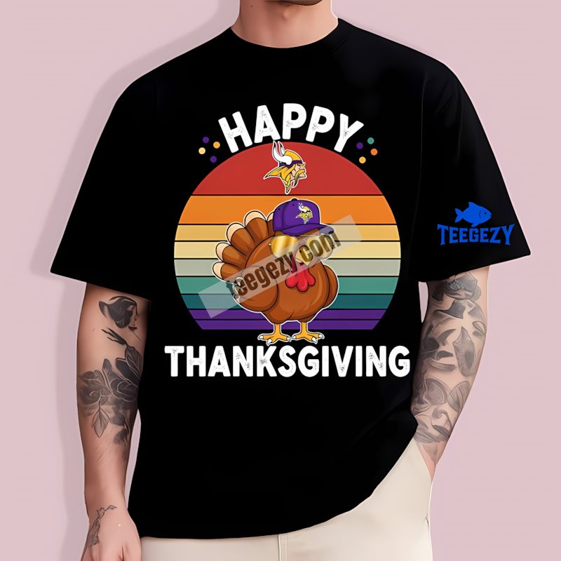 Thanksgiving Turkey Edition Minnesota Vikings Retro T-Shirt Thanksgiving Turkey Edition Minnesota Vikings Retro T-Shirt