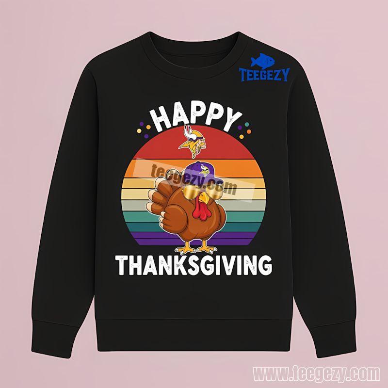Thanksgiving Turkey Edition Minnesota Vikings Retro Long Sleeve Thanksgiving Turkey Edition Minnesota Vikings Retro Long Sleeve