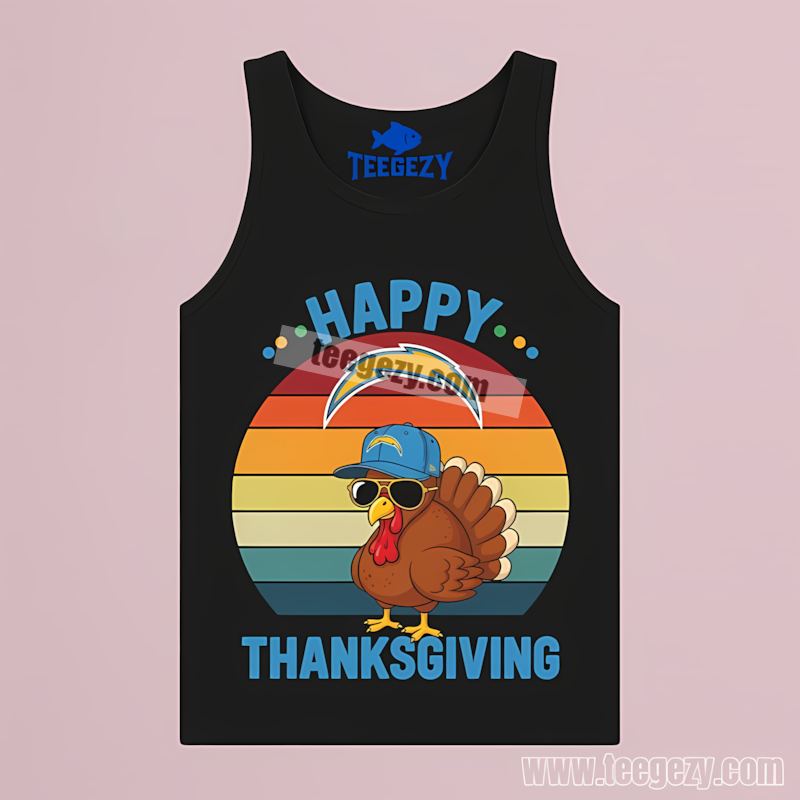 Thanksgiving Turkey Theme Los Angeles Chargers Vintage Tanktop Thanksgiving Turkey Theme Los Angeles Chargers Vintage Tanktop