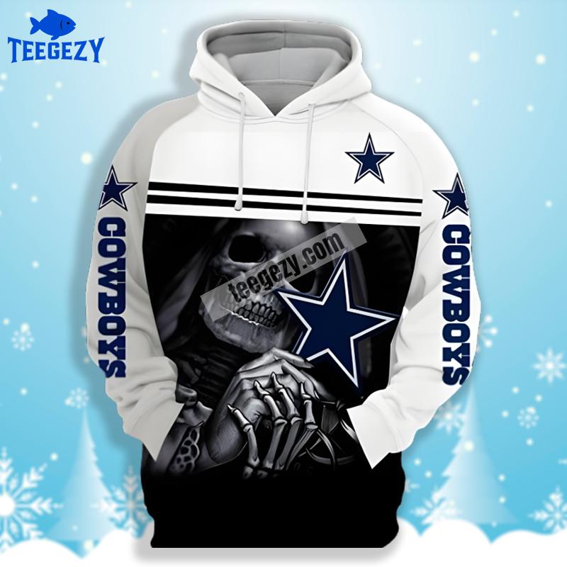 The Nun Skeleton Keeps Dallas Cowboys White Blue 3D Pattern Hoodie The Nun Skeleton Keeps Dallas Cowboys White Blue 3D Pattern Hoodie