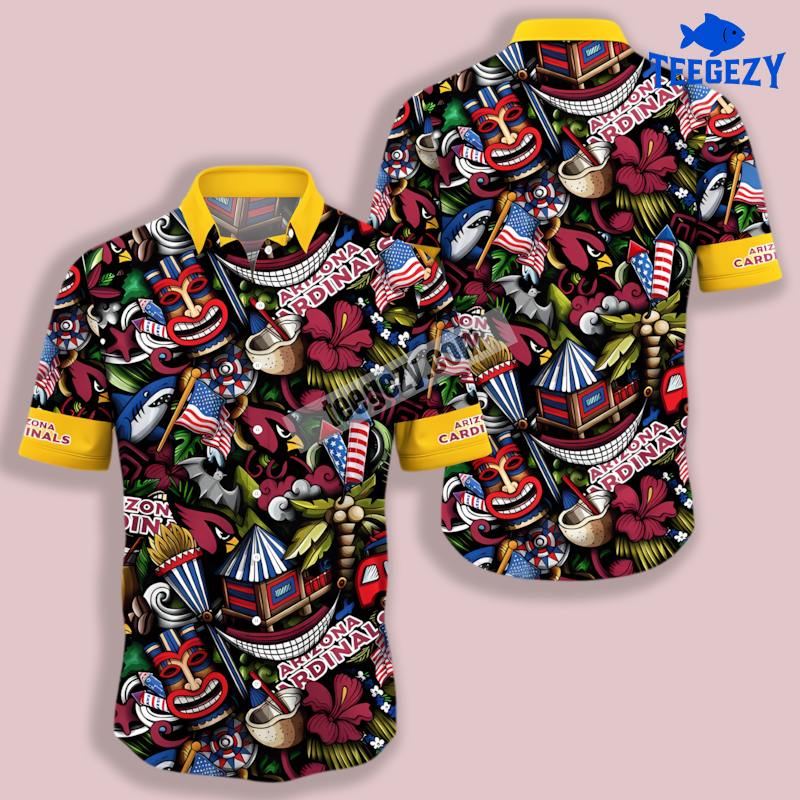 Tiki Bar Vs Hibiscus Black Arizona Cardinals Formal Hawaiian Shirt Tiki Bar Vs Hibiscus Black Arizona Cardinals Formal Hawaiian Shirt