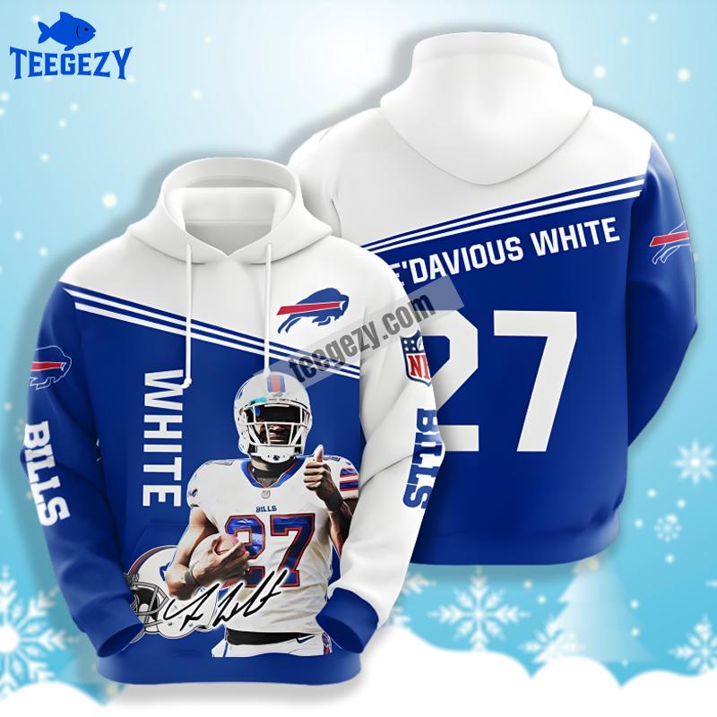 Tredavious White Buffalo Bills Blue White 3D Jacket Hoodie Tredavious White Buffalo Bills Blue White 3D Jacket Hoodie