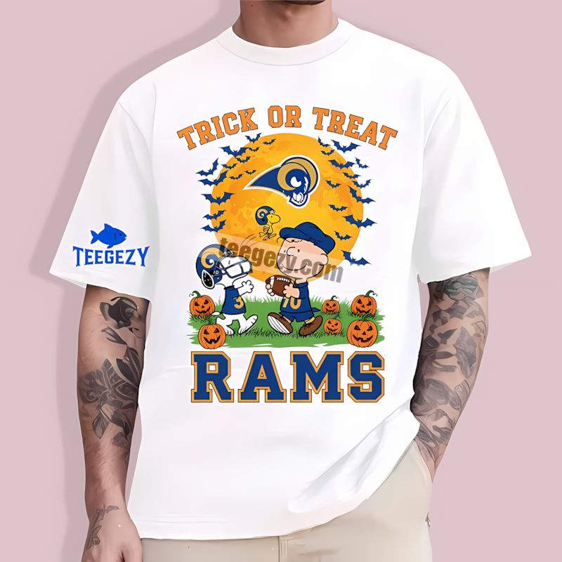 Trick Or Treat With Charlie Brown Los Angeles Rams T-Shirt Trick Or Treat With Charlie Brown Los Angeles Rams T-Shirt