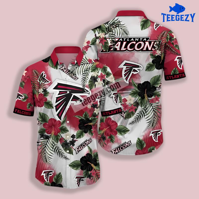 Tropical Hibiscus Red Atlanta Falcons Luxury Hawaiian Shirt Tropical Hibiscus Red Atlanta Falcons Luxury Hawaiian Shirt