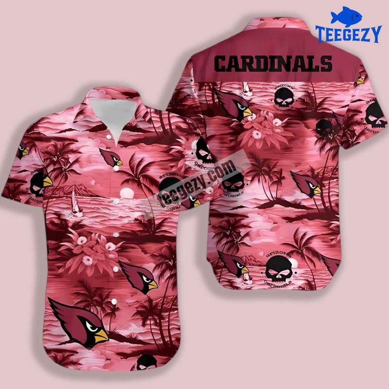 Tropical Skull Red Arizona Cardinals Vintage Aloha Shirt Tropical Skull Red Arizona Cardinals Vintage Aloha Shirt