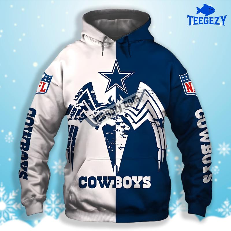 Venom Halloween Dallas Cowboys White Blue 3D Fashion Hoodie Venom Halloween Dallas Cowboys White Blue 3D Fashion Hoodie