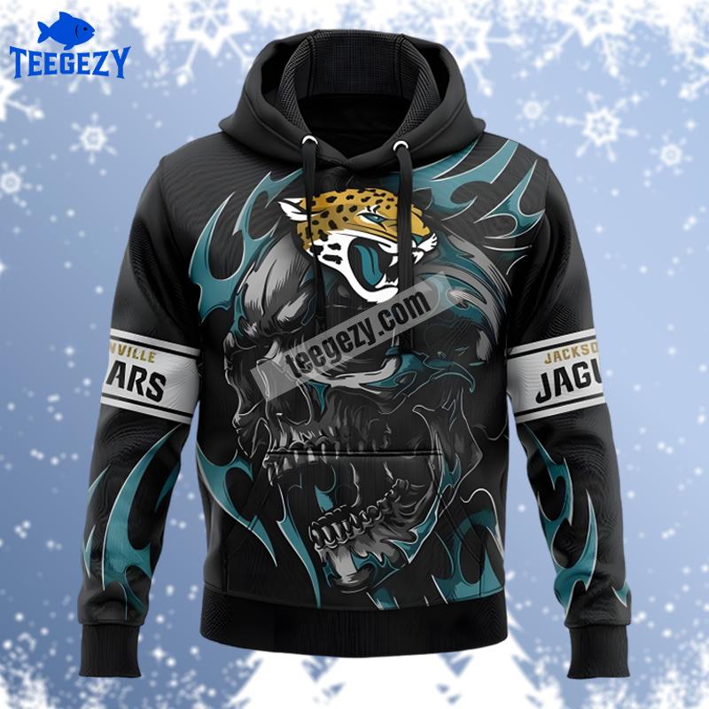 Angry Skull Jacksonville Jaguars Black Mens 3D Hoodie Angry Skull Jacksonville Jaguars Black Mens 3D Hoodie