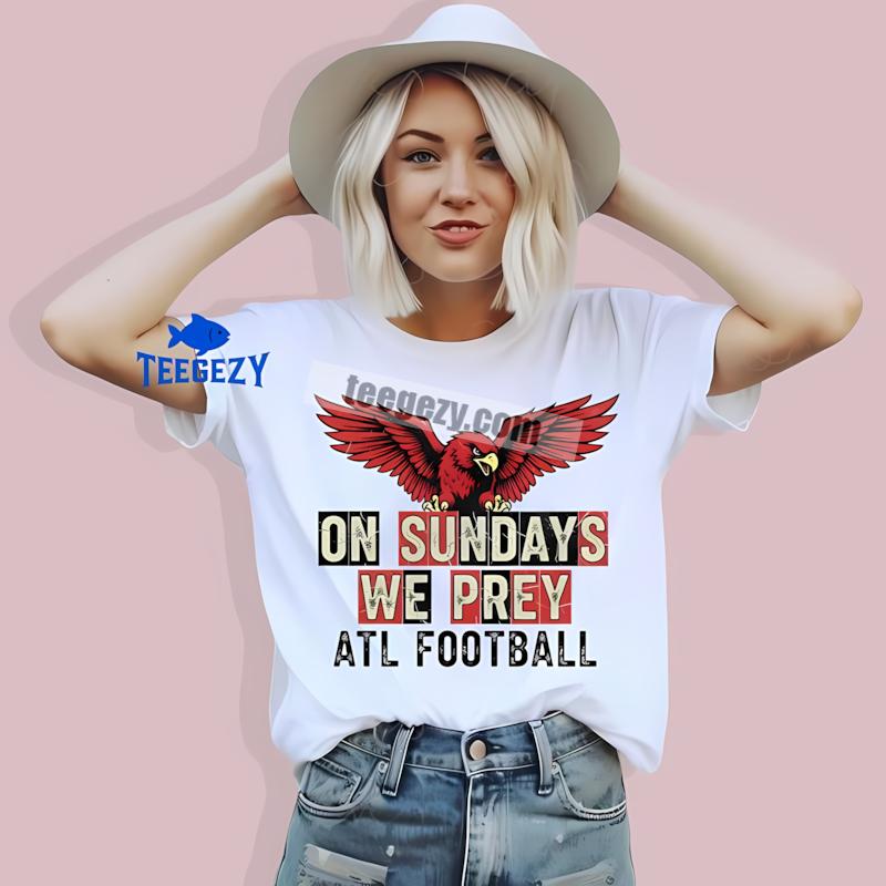Atlanta Falcons On Sundays We Prey Retro T-Shirt Atlanta Falcons On Sundays We Prey Retro T-Shirt