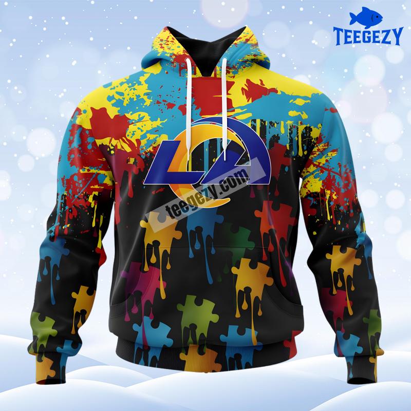 Autism Awareness Los Angeles Rams Black Zip Up 3D Hoodie Autism Awareness Los Angeles Rams Black Zip Up 3D Hoodie