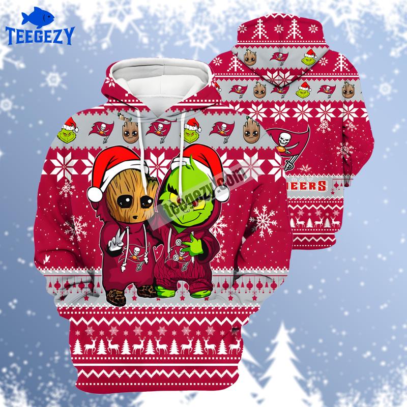 Baby Groot Grinch Christmas Tampa Bay Buccaneers Red Ugly Youth 3D Hoodie Baby Groot Grinch Christmas Tampa Bay Buccaneers Red Ugly Youth 3D Hoodie