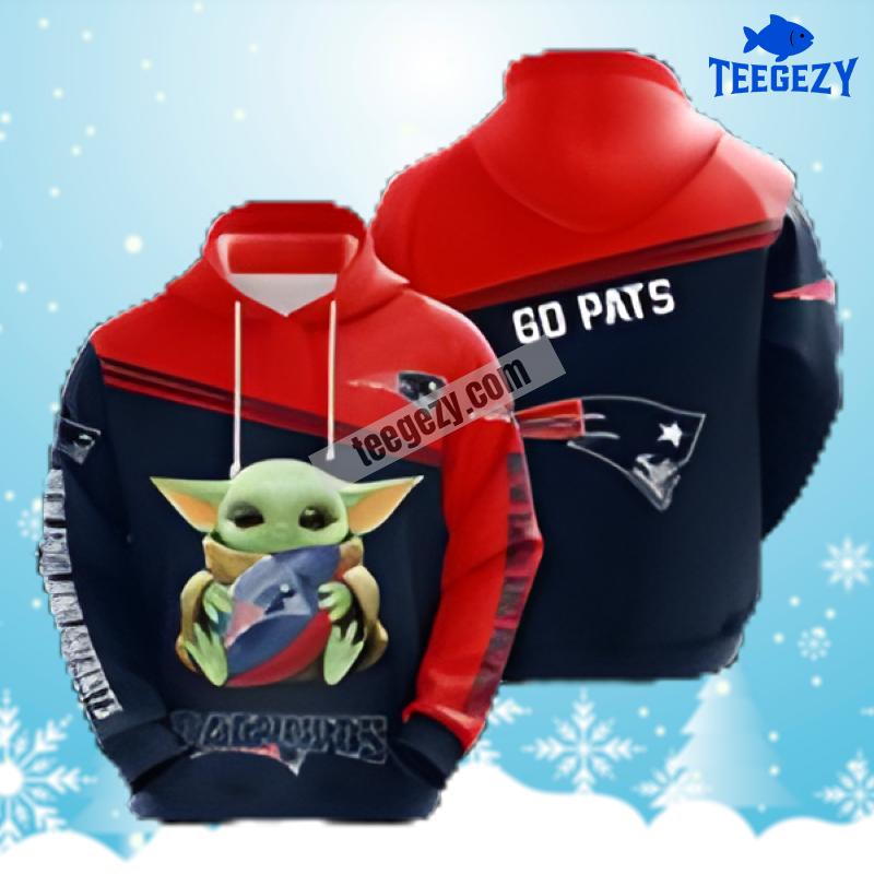 Baby Yoda New England Patriots Red Blue 3D Hoodie Baby Yoda New England Patriots Red Blue 3D Hoodie