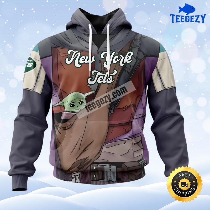 Baby Yoda New York Jets Grey Youth 3D Hoodie Baby Yoda New York Jets Grey Youth 3D Hoodie