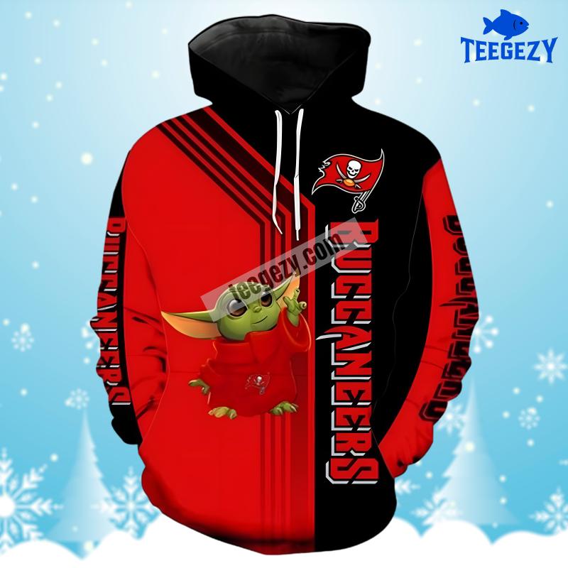 Baby Yoda Tampa Bay Buccaneers Red Black Printed 3D Hoodie Baby Yoda Tampa Bay Buccaneers Red Black Printed 3D Hoodie