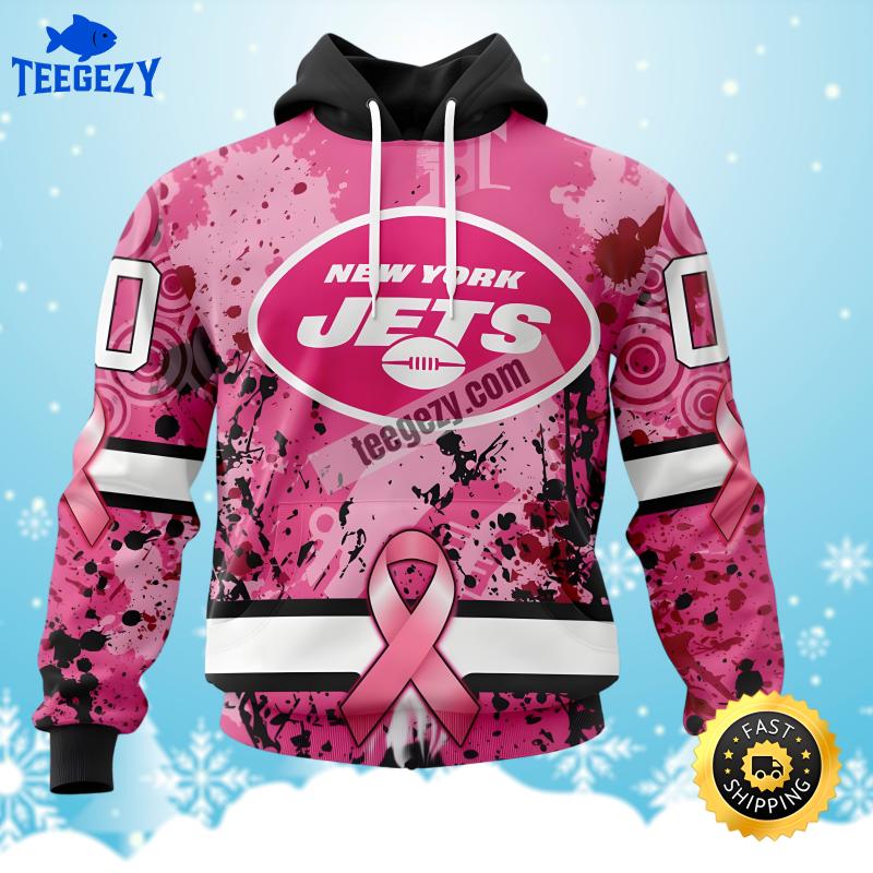 Breast Cancer New York Jets Personalized Pink Black Youth 3D Hoodie Breast Cancer New York Jets Personalized Pink Black Youth 3D Hoodie