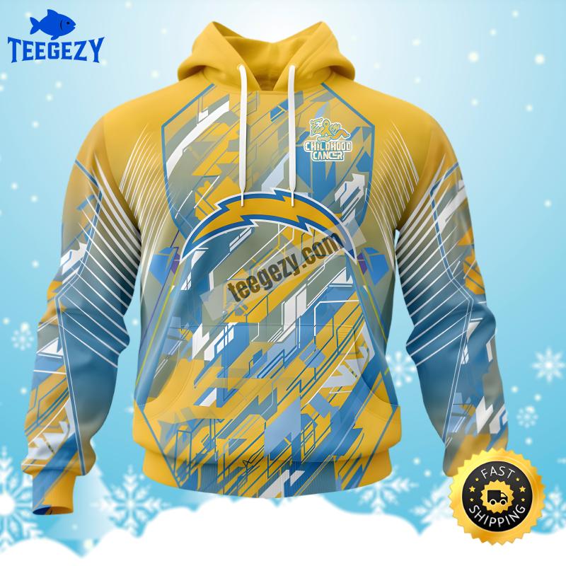 Childhood Cancers Los Angeles Chargers Yellow Blue Cool 3D Hoodie Childhood Cancers Los Angeles Chargers Yellow Blue Cool 3D Hoodie