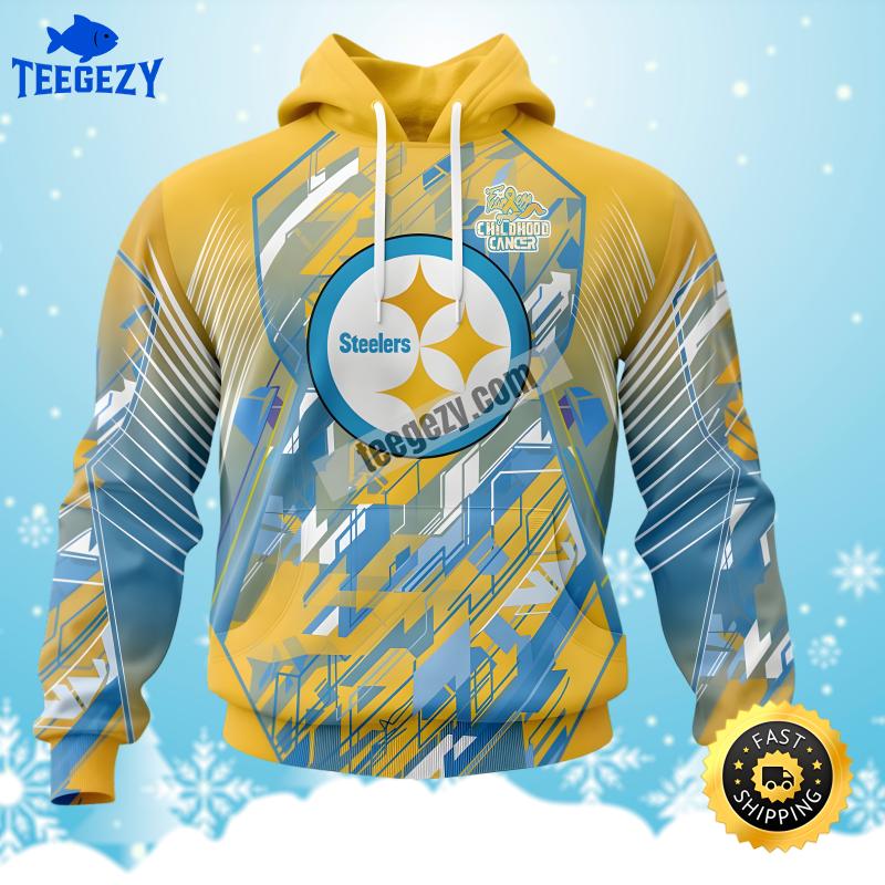 Childhood Cancers Pittsburgh Steelers Blue Yellow Printed 3D Hoodie Childhood Cancers Pittsburgh Steelers Blue Yellow Printed 3D Hoodie