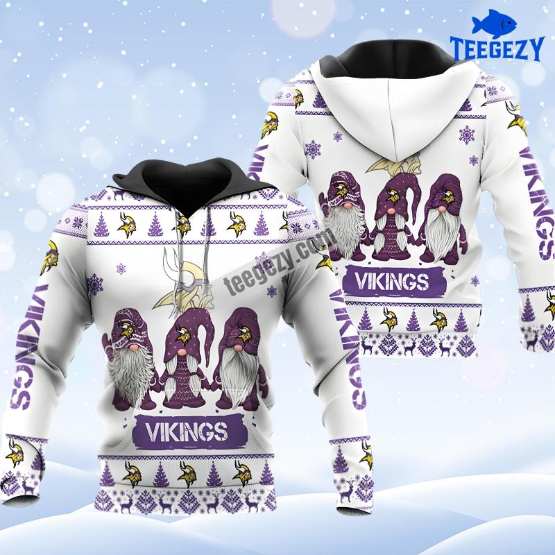 Christmas Gnomes Minnesota Vikings White Youth 3D Hoodie Christmas Gnomes Minnesota Vikings White Youth 3D Hoodie