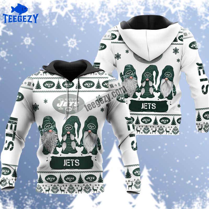 Christmas Gnomes New York Jets White Green For Sale 3D Hoodie Christmas Gnomes New York Jets White Green For Sale 3D Hoodie
