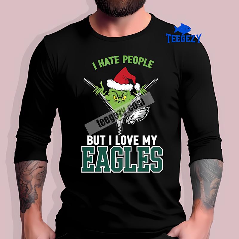 Christmas Grinch Philadelphia Eagles Hate People Long Sleeve Christmas Grinch Philadelphia Eagles Hate People Long Sleeve