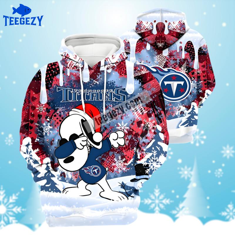 Dabbing Snoopy Tennessee Titans Christmas Pullover 3D Hoodie White