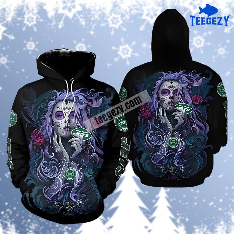 Day Of The Dead New York Jets Black Novelty 3D Hoodie Day Of The Dead New York Jets Black Novelty 3D Hoodie