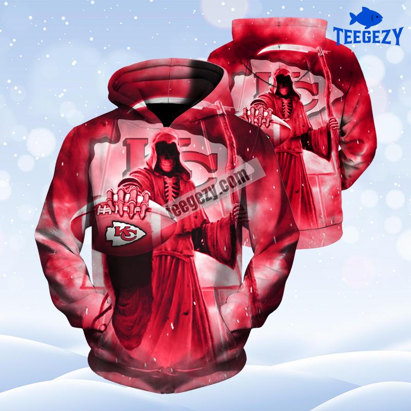 Death Skull Kansas City Chiefs Red Novelty 3D Hoodie Death Skull Kansas City Chiefs Red Novelty 3D Hoodie