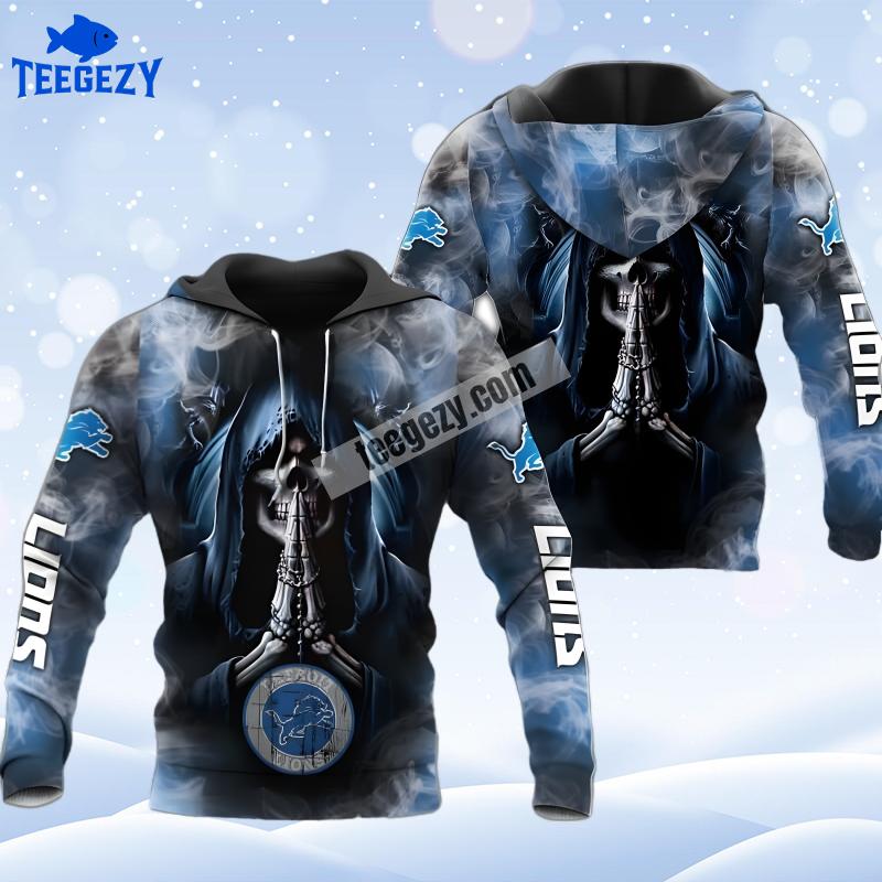Death Smoke Detroit Lions Black Blue Novelty 3D Hoodie Death Smoke Detroit Lions Black Blue Novelty 3D Hoodie