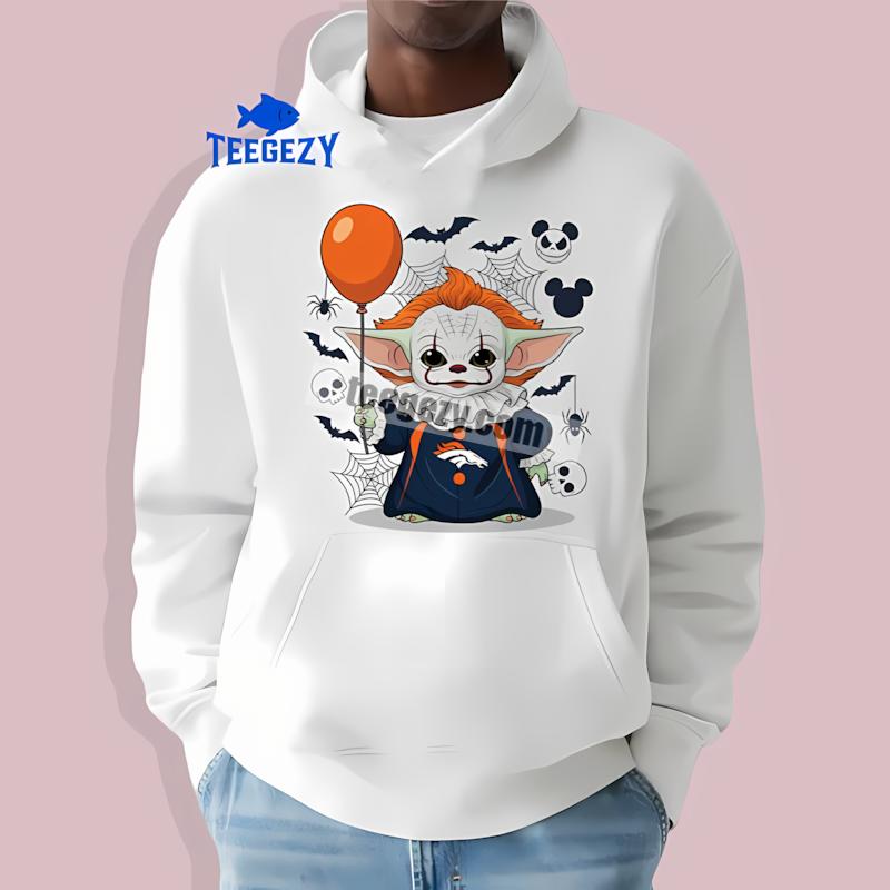 Denver Broncos Baby Yoda Pennywise Halloween Graphic Hoodie Denver Broncos Baby Yoda Pennywise Halloween Graphic Hoodie
