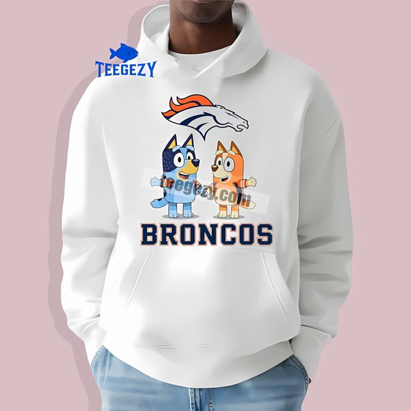Denver Broncos Bluey And Bingo Holding Hands Soft Hoodie Denver Broncos Bluey And Bingo Holding Hands Soft Hoodie