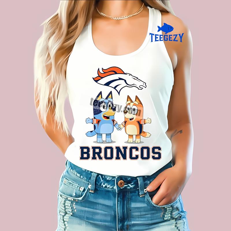 Denver Broncos Bluey And Bingo Holding Hands Soft Tanktop Denver Broncos Bluey And Bingo Holding Hands Soft Tanktop