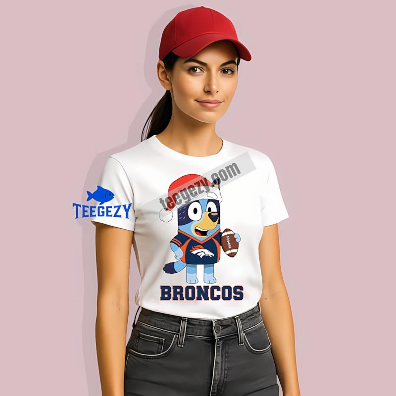 Denver Broncos Bluey Christmas Santa Hat Womens T-Shirt Denver Broncos Bluey Christmas Santa Hat Womens T-Shirt