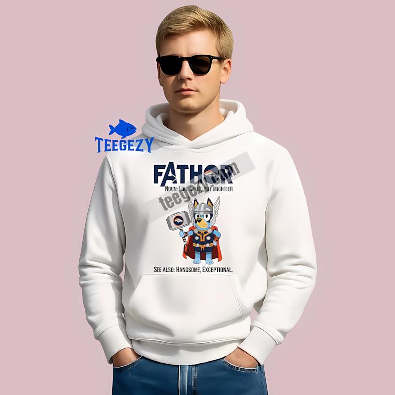 Denver Broncos Bluey Fathor Retro Graphic Hoodie Denver Broncos Bluey Fathor Retro Graphic Hoodie