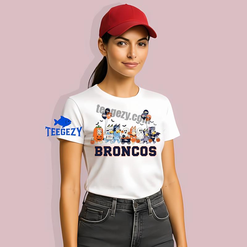 Denver Broncos Bluey Halloween Parade Costume Personalized T-Shirt Denver Broncos Bluey Halloween Parade Costume Personalized T-Shirt