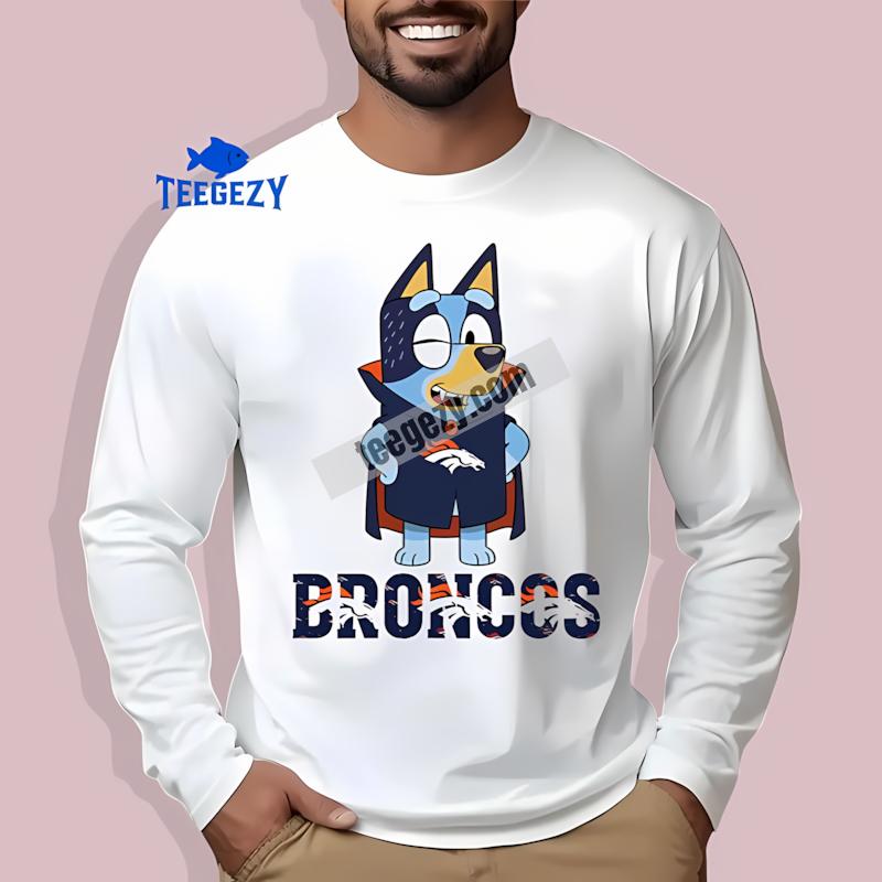 Denver Broncos Bluey Vampire Casual Graphic Long Sleeve Denver Broncos Bluey Vampire Casual Graphic Long Sleeve